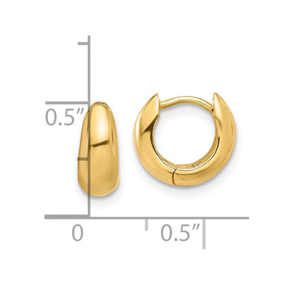 14k Yellow Gold Polished Hinged Huggie Hoop Earrings Gift for Women