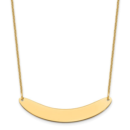 10k Yellow Gold Medium Curved Blank Bar Necklace
