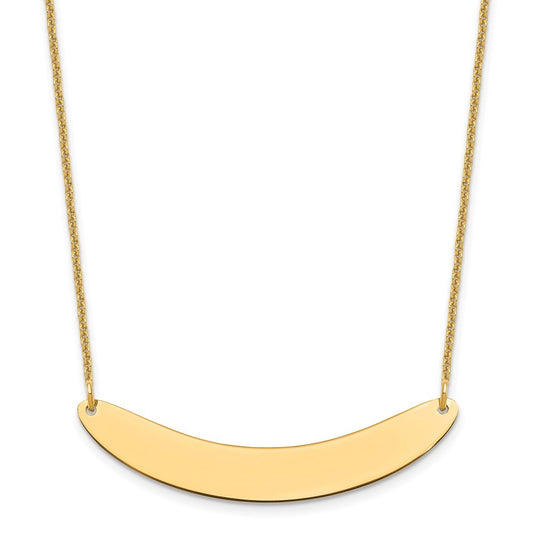 10k Yellow Gold Medium Curved Blank Bar Necklace