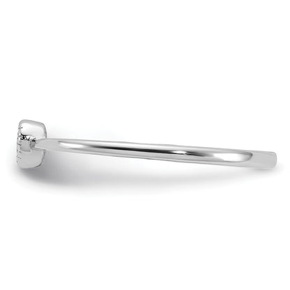 Sterling Silver Rhodium-plated CZ Heart Ring Size 8