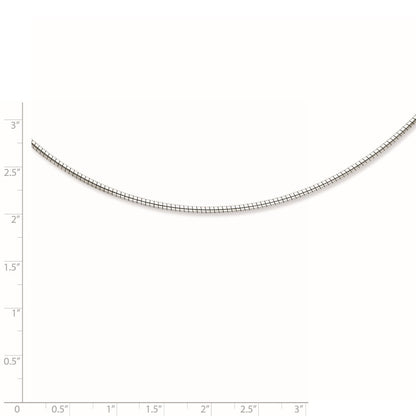 Sterling Silver Rhodium-plated 2mm Round w/2in ext Cubetto