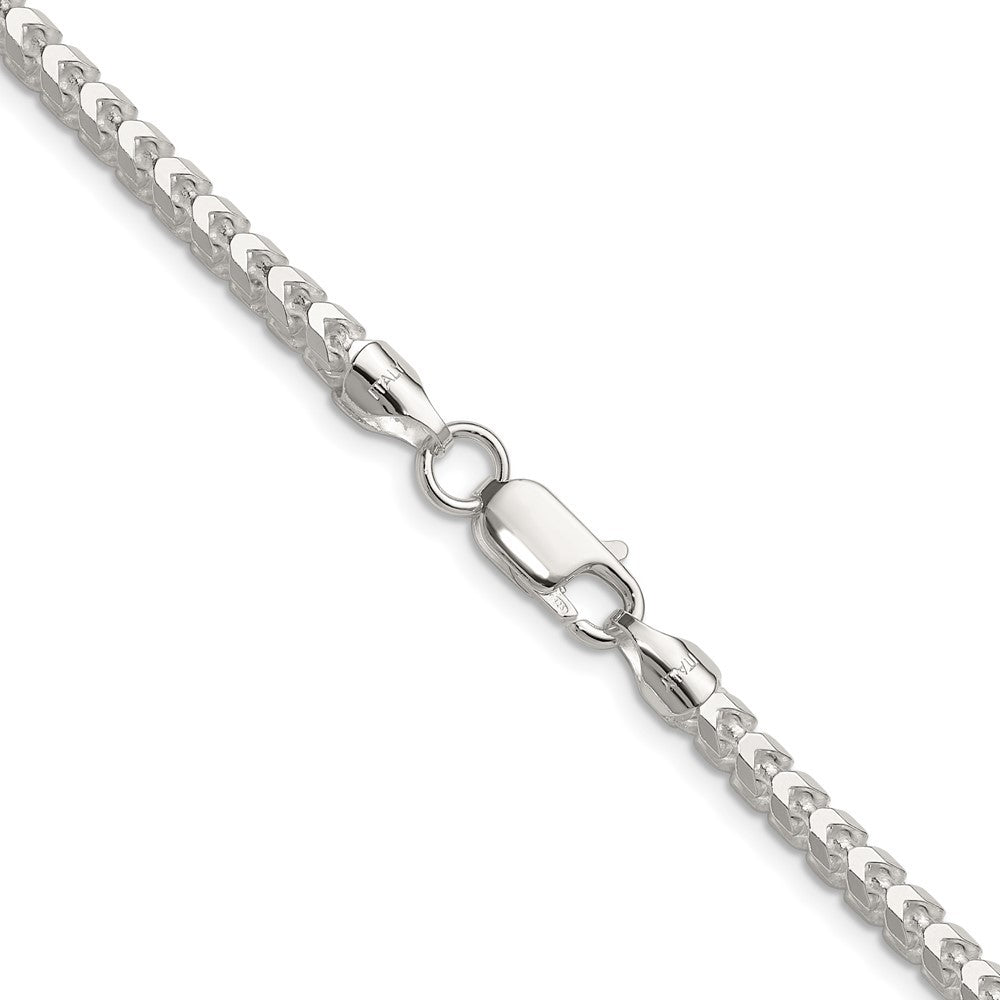Sterling Silver 4.0mm Diamond-Cut Square Franco Chain Necklace
