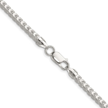 Sterling Silver 4.0mm Diamond-Cut Square Franco Chain Necklace