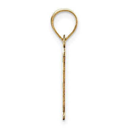 14k Yellow Gold Polished Etched Letter F Initial Pendant for Women