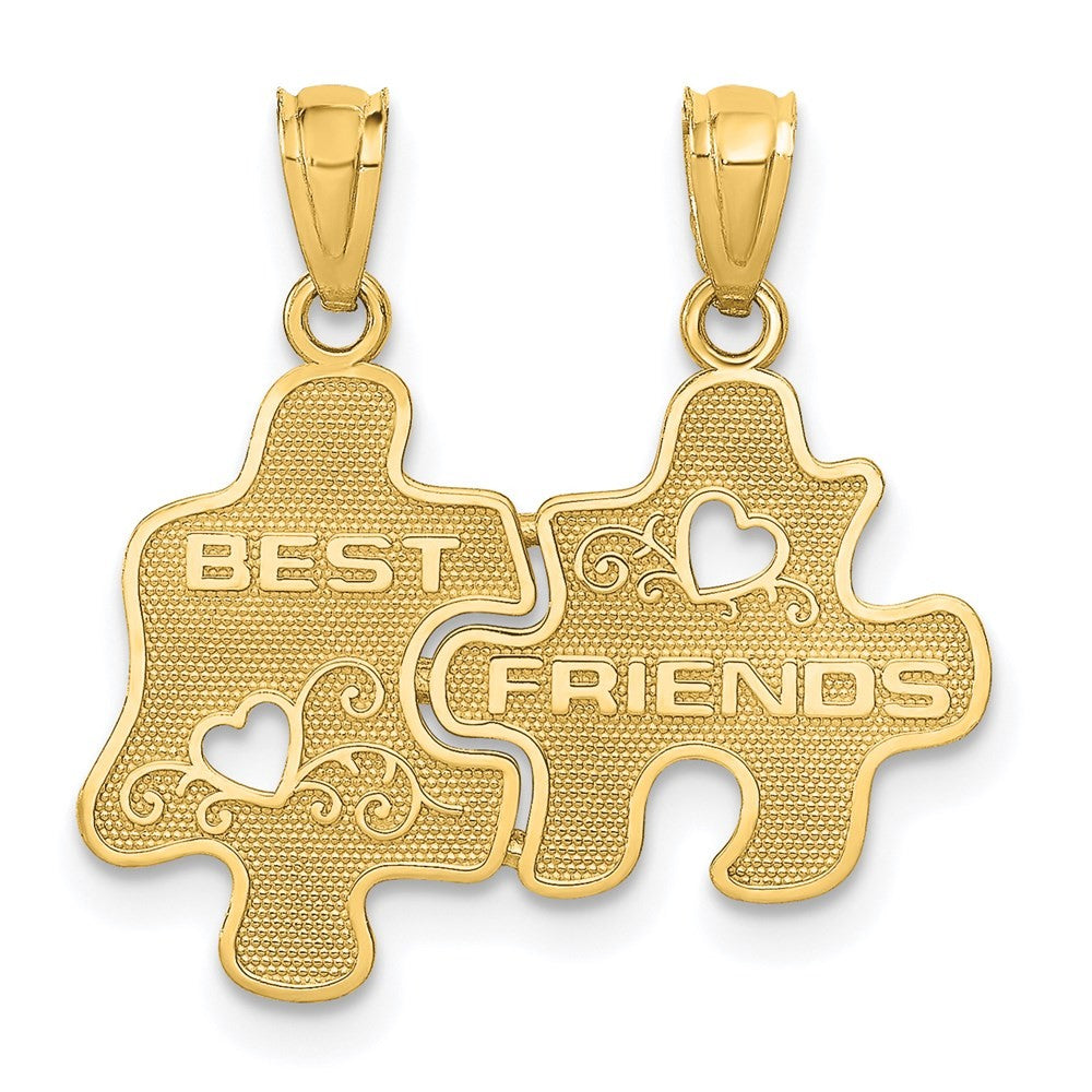 14k Yellow Gold BEST FRIENDS 2-Piece Break-apart Puzzle Pieces Charm