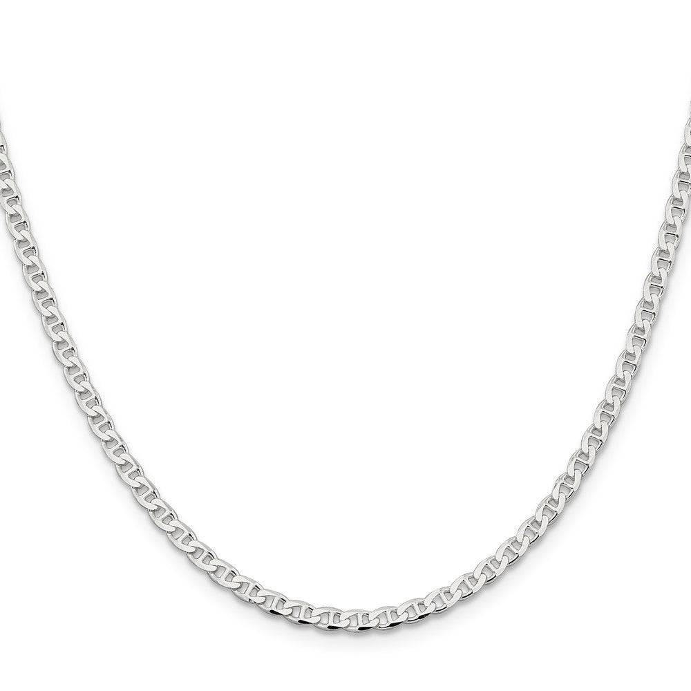 Sterling Silver 3.15mm Diamond-Cut Flat Anchor Curb Chain Necklace