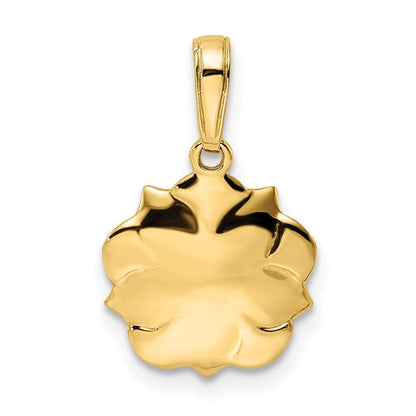 14k Yellow Gold and White Rhodium Diamond-cut Flower Pendant