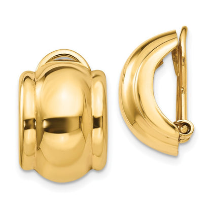 14k Yellow Gold Omega Clip Non-pierced Stud Earrings