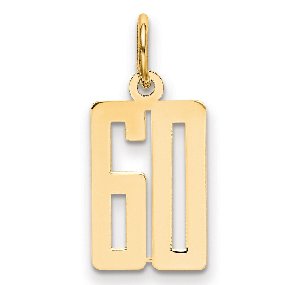 14k Yellow Gold Small Elongated Number 60 Charm Pendant for Women