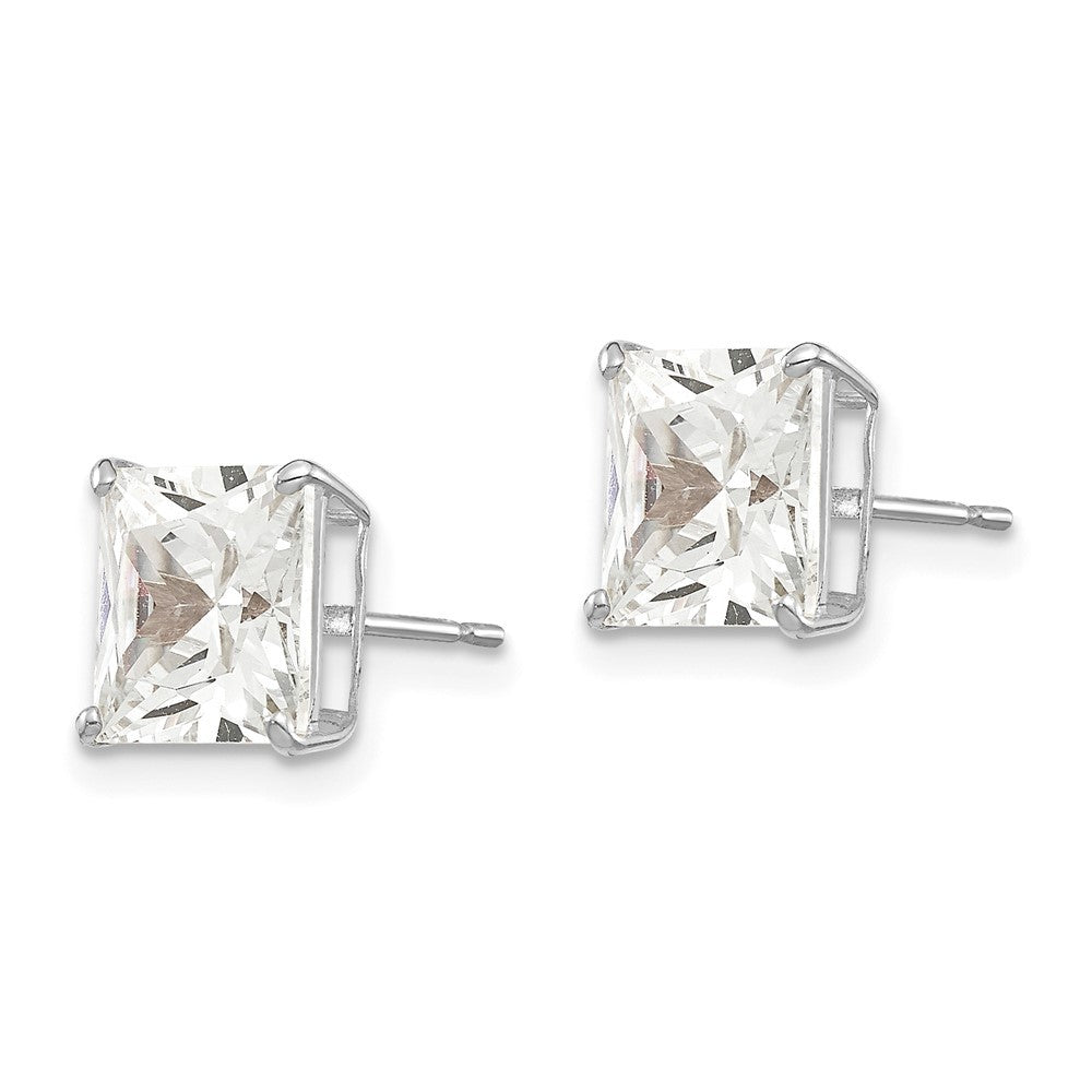14k White Gold 7mm Square CZ Earrings