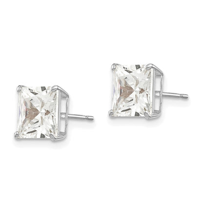 14k White Gold 7mm Square CZ Earrings