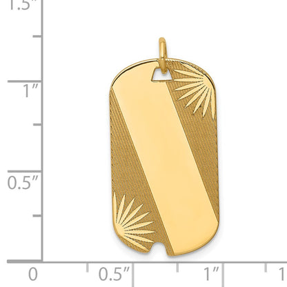 14k Yellow Gold Patterned .018 Gauge Engravable Dog Tag Disc Charm Pendant