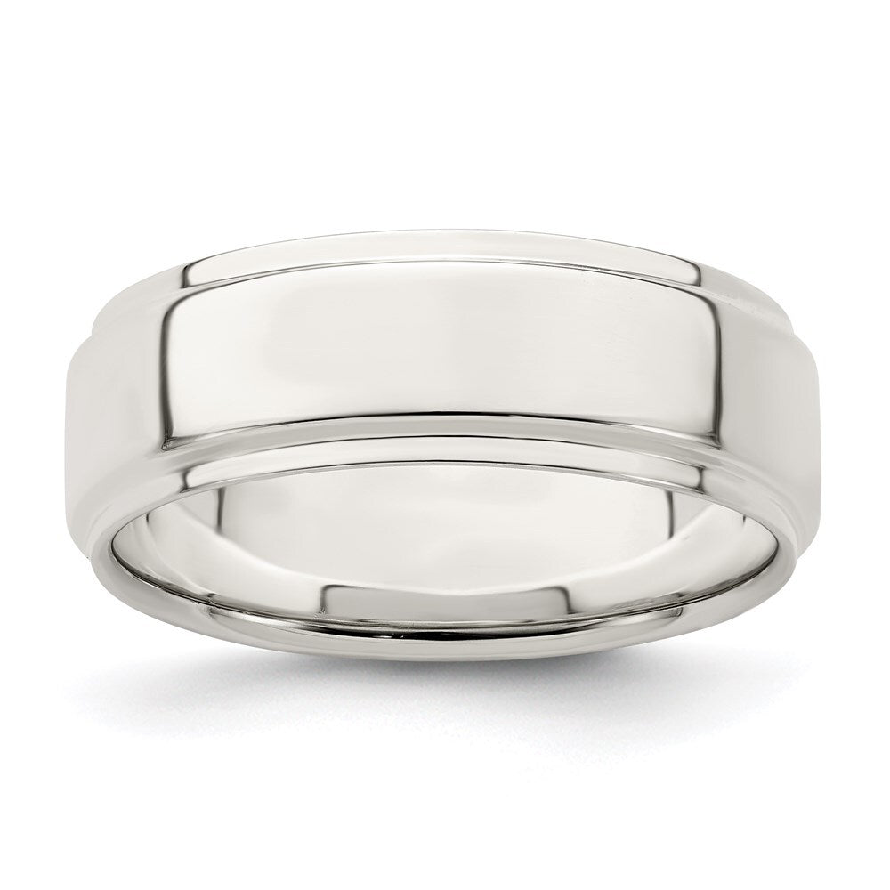 Sterling Silver 7mm Flat with Step Edge Size 9 Band Ring