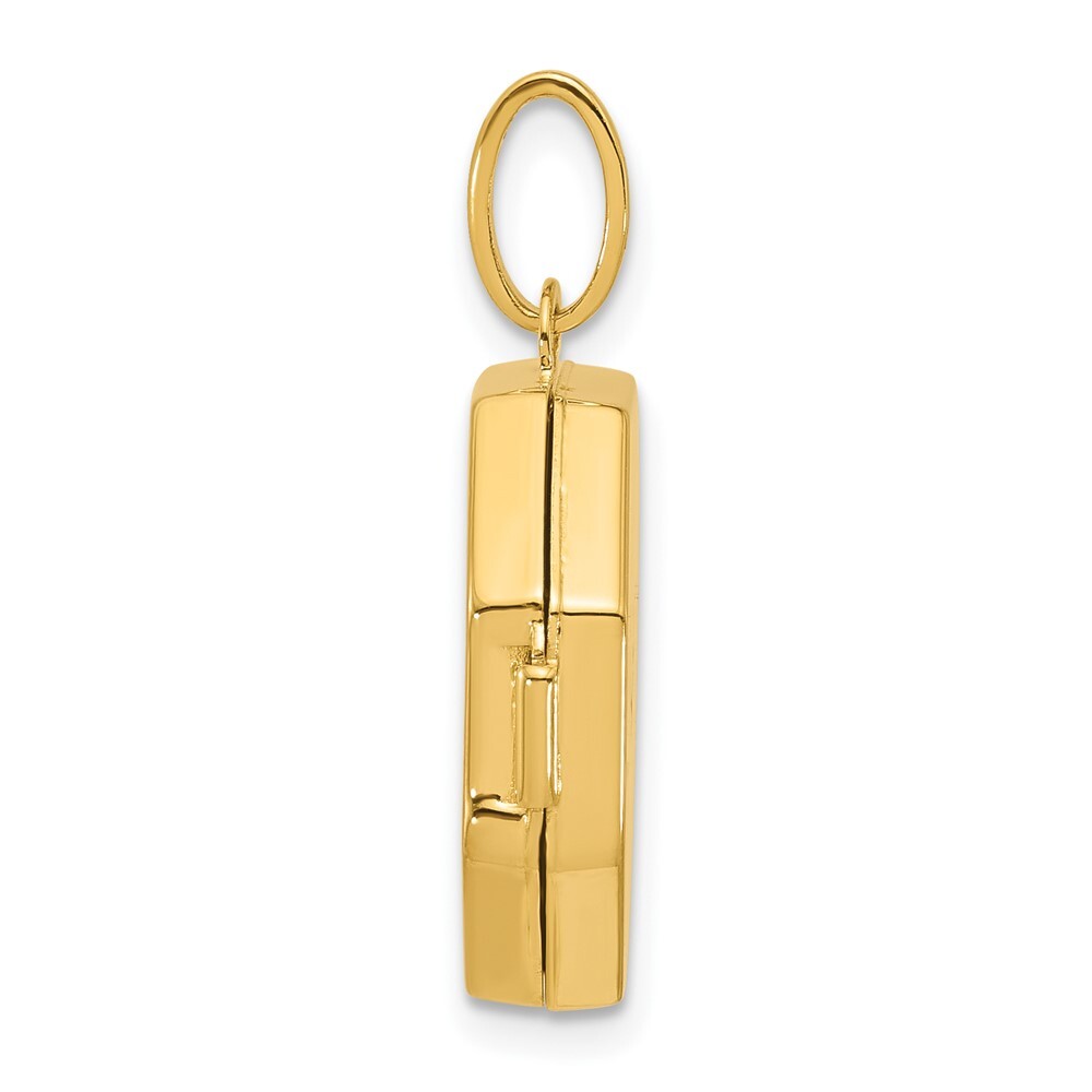 14k Yellow Gold Diamond Polished With Star 18mm Octagon Shaped Locket Pendant