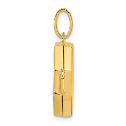 14k Yellow Gold Diamond Polished With Star 18mm Octagon Shaped Locket Pendant