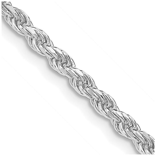 Sterling Silver Rhodium-plated 2.75mm Diamond-cut Rope Chain Necklace
