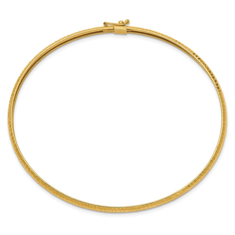 14k Yellow Gold Polished Textured 4.00mm Flexible Oval Bangle Bracelet
