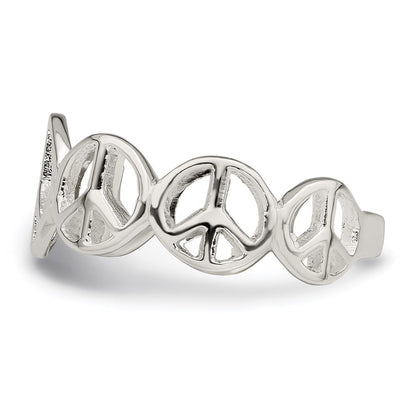 Sterling Silver Polished Peace Ring Size 6