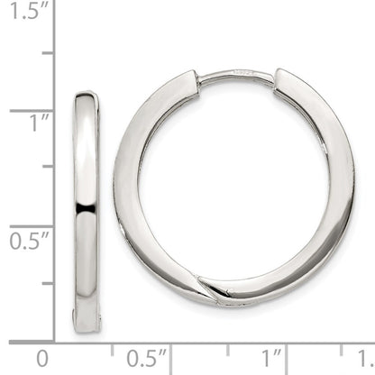 Sterling Silver 2.5x25mm Hinged Hoop Earrings