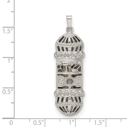 Sterling Silver Fancy Mezuzah Pendant Holiday Gift for Women