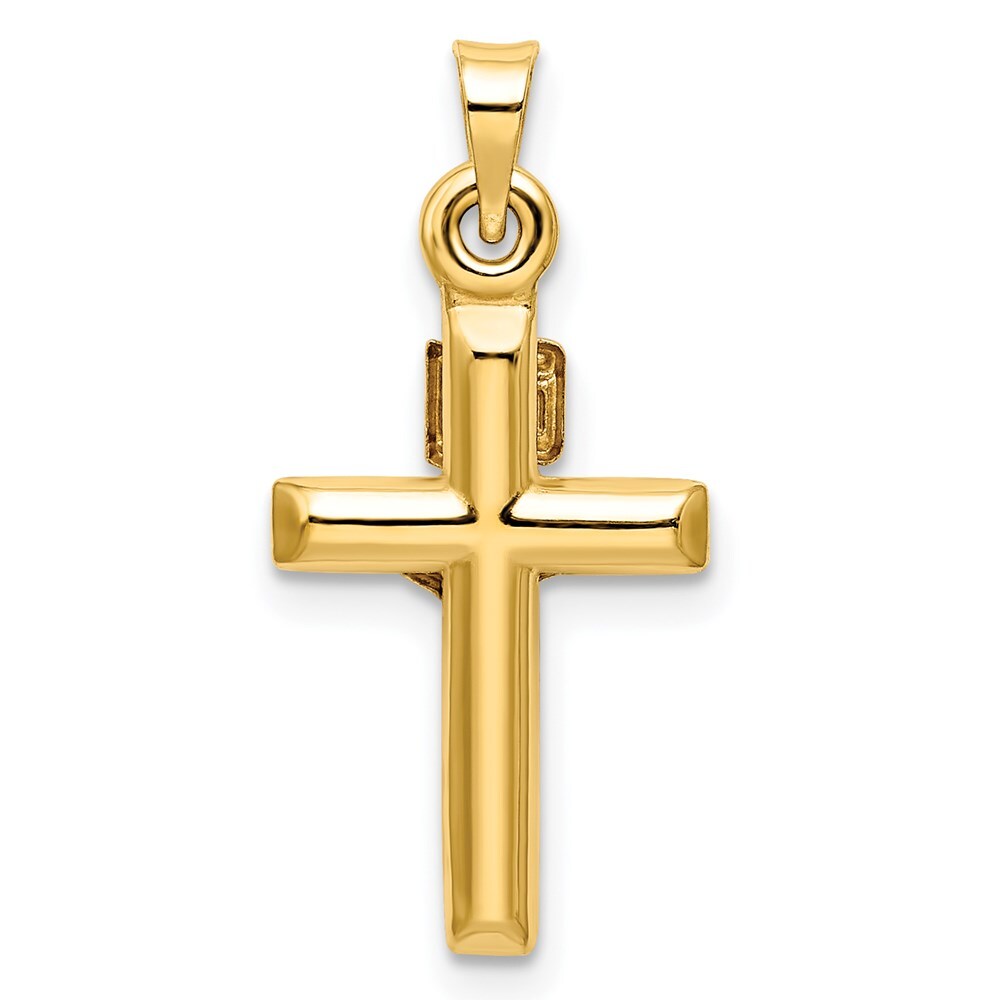 14k Two-tone Gold Hollow Crucifix Pendant for Women