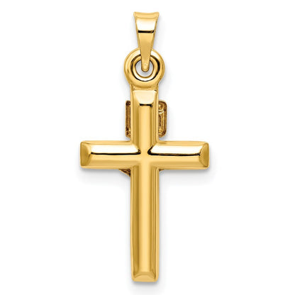 14k Two-tone Gold Hollow Crucifix Pendant for Women