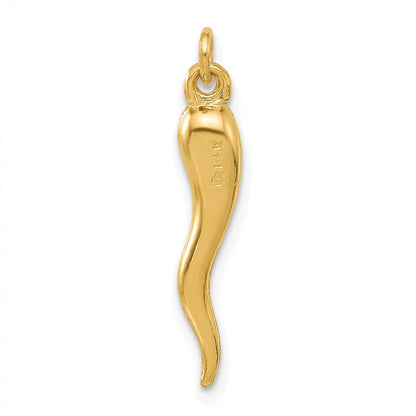 14k Yellow Gold Polished Hollow Italian Horn Pendant