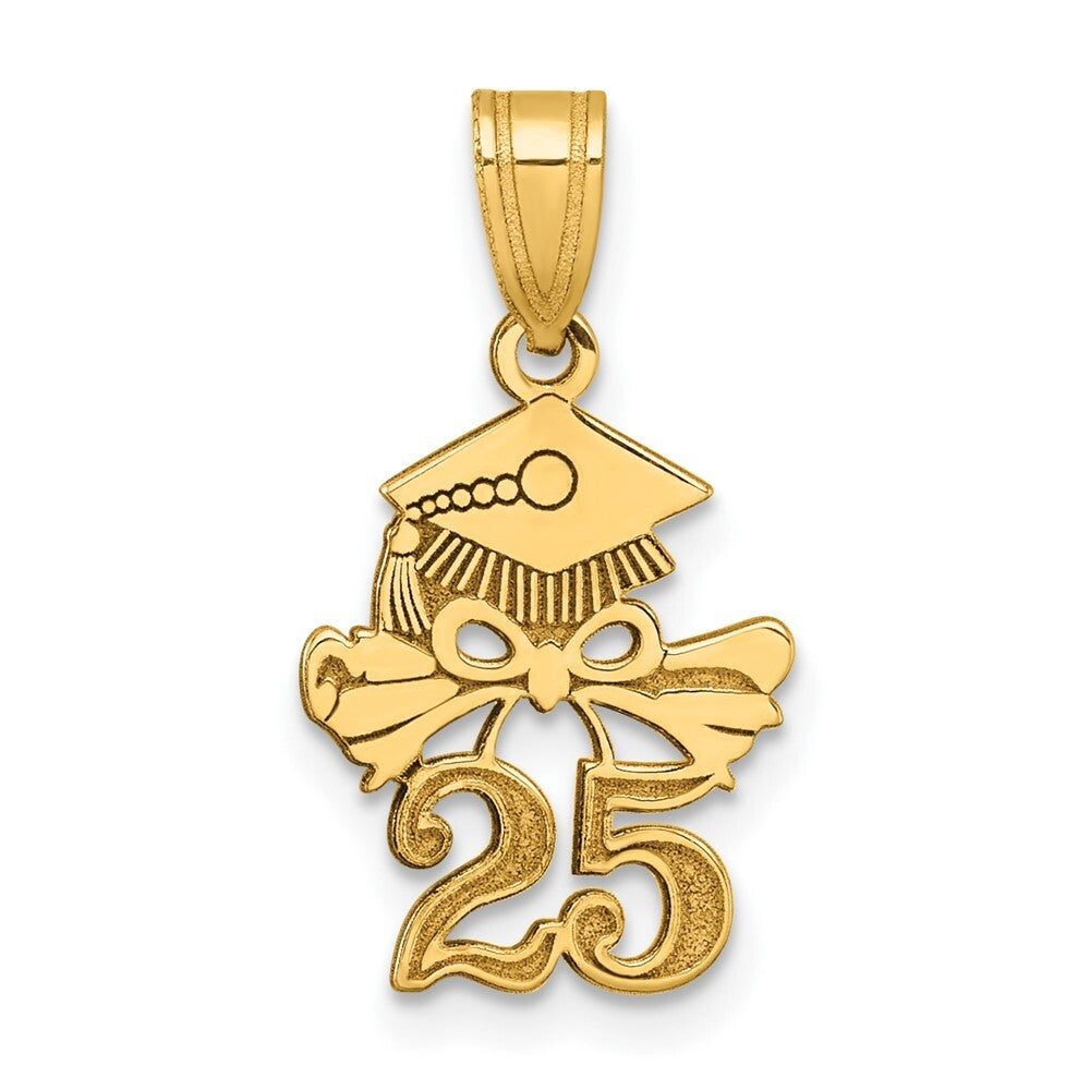 14k Yellow Gold Graduation Cap and Diploma - 2025 Charm Pendant for Women