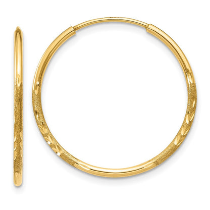 14k Yellow Gold 1.25mm Diamond-cut Endless Hoop Earring