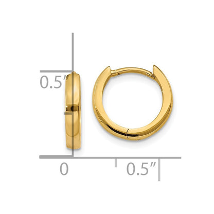 14k Yellow Gold 2.25mm Round Hinged Hoop Earrings Gift for Women