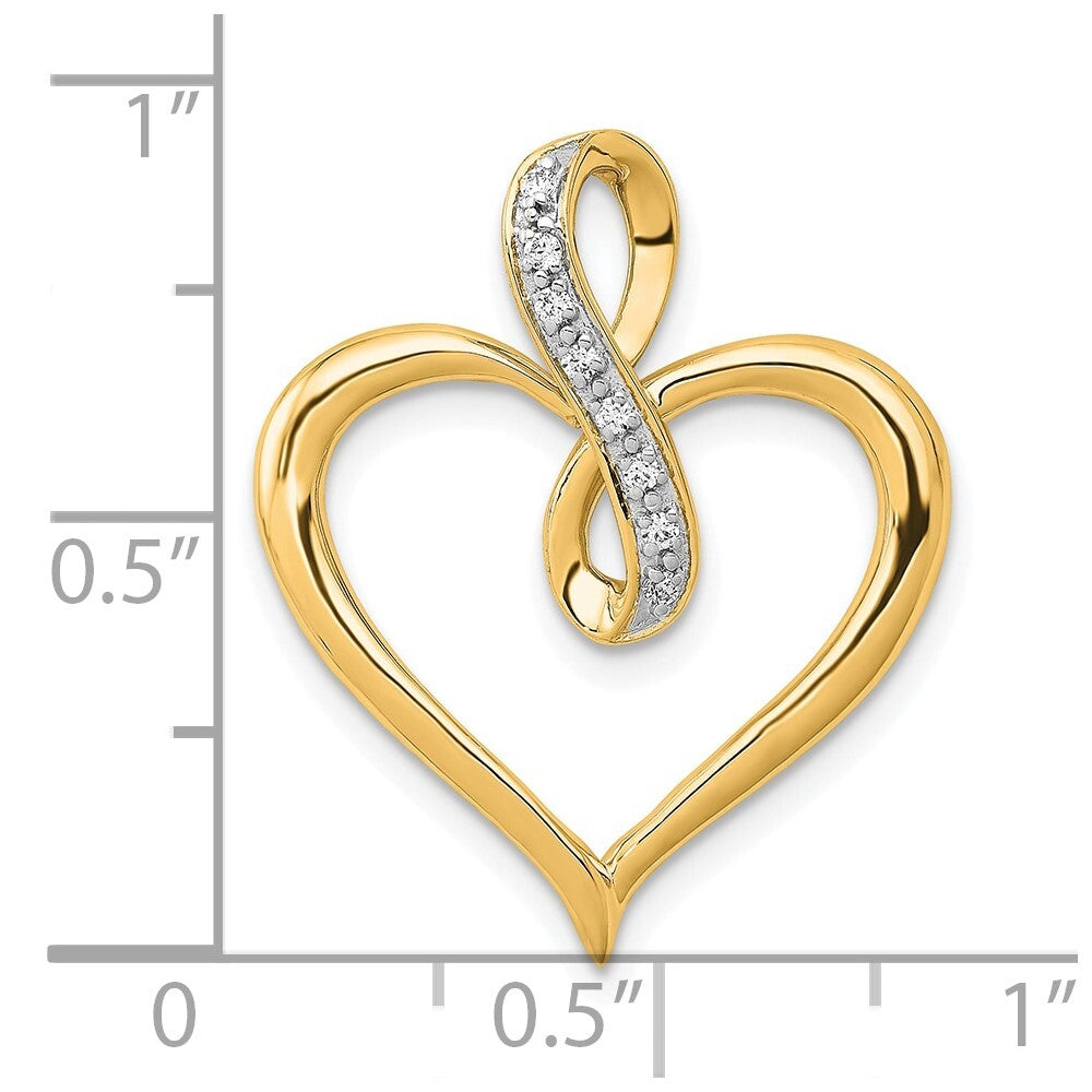 14k Yellow Gold 1/20ct. Diamond Heart and Infinity Pendant for Women