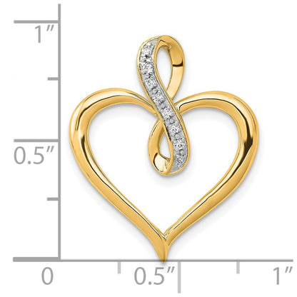 14k Yellow Gold 1/20ct. Diamond Heart and Infinity Pendant for Women