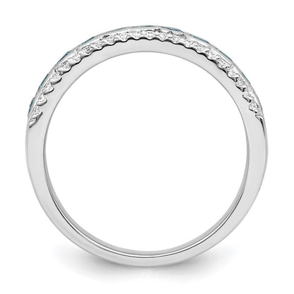 Sterling Silver Rhodium plated Aqua & White CZ Band Size 6