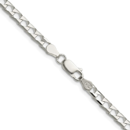 Sterling Silver 4mm Diamond-Cut Square Curb Chain Necklace