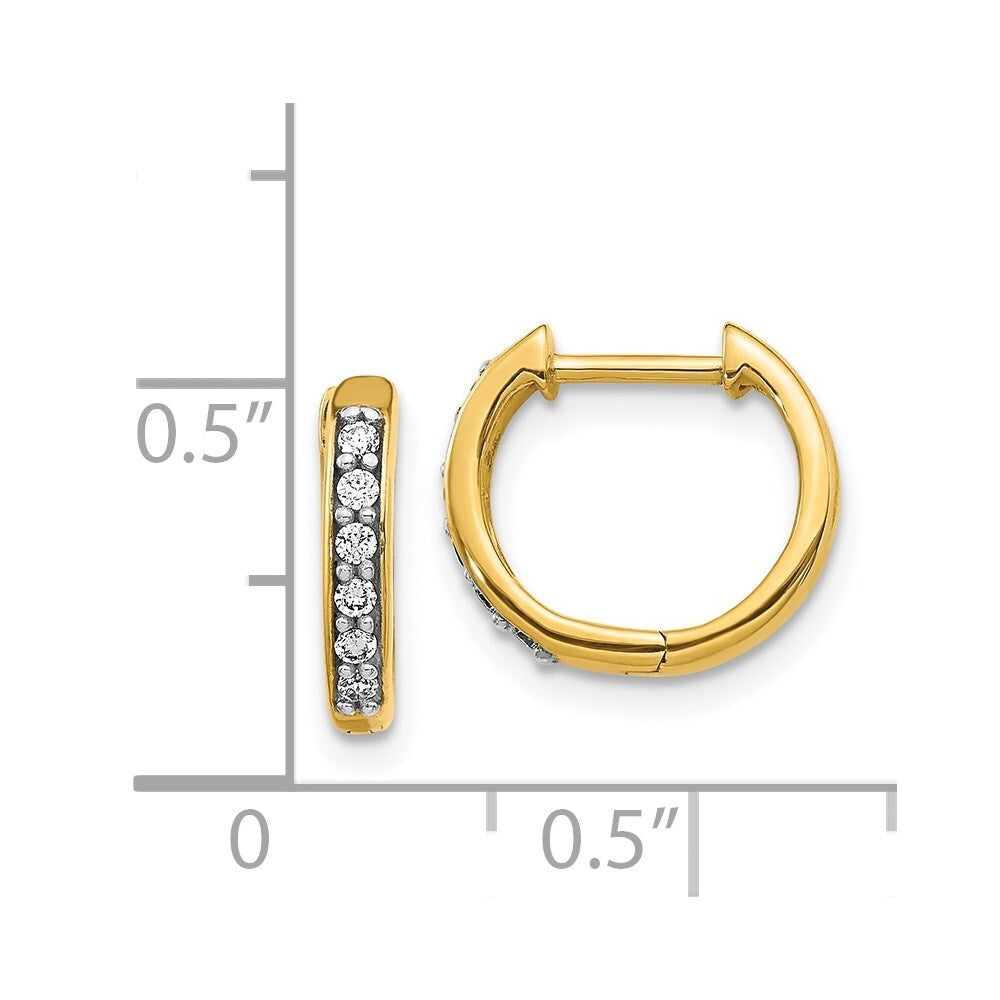 14k Yellow Gold Diamond Hinged Hoop Earrings