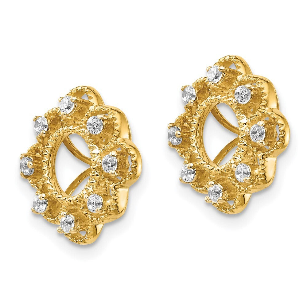 14k Yellow Gold Fancy Diamond Earring Jackets
