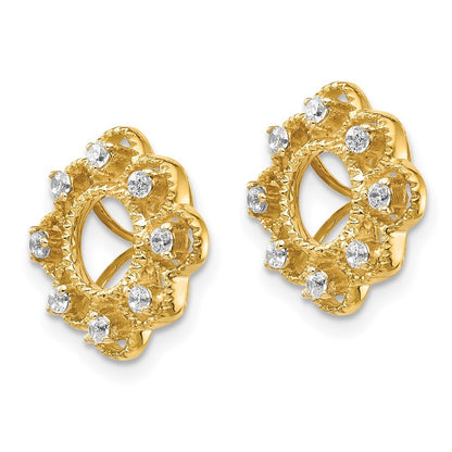 14k Yellow Gold Fancy Diamond Earring Jackets