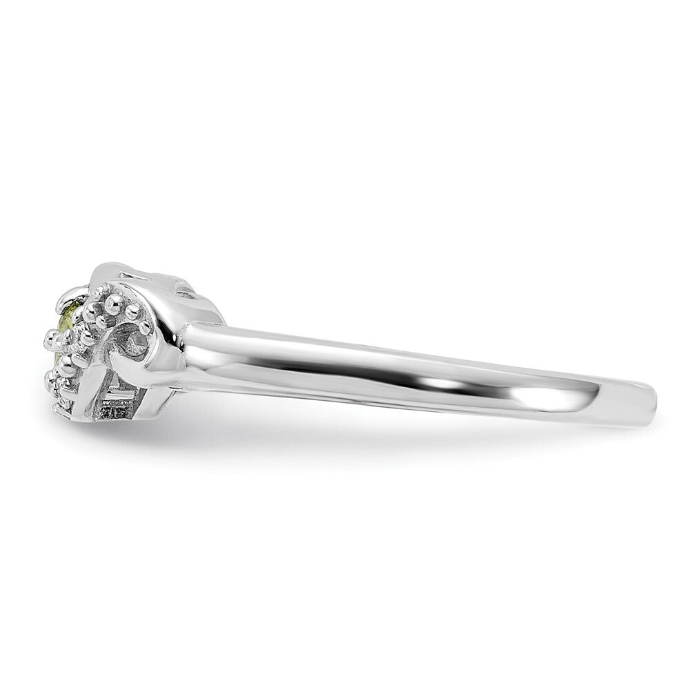Sterling Silver Rhodium-plated Peridot and CZ Swirl Ring Size 6