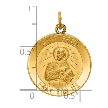 14k Yellow Gold Saint Peter Medal Pendant for Women