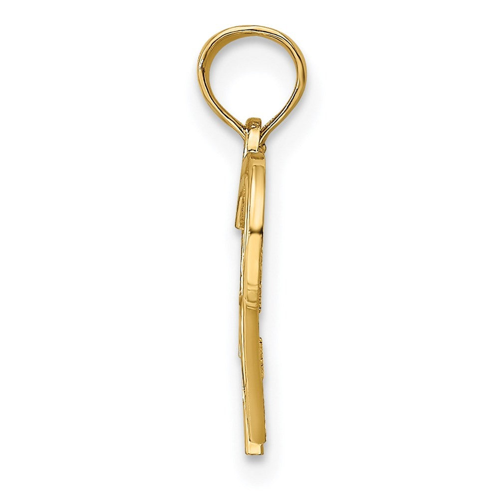 14k Yellow Gold Flat Two Hearts Intertwined Charm