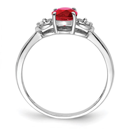 Sterling Silver Rhodium Plated Diamond and Ruby Ring