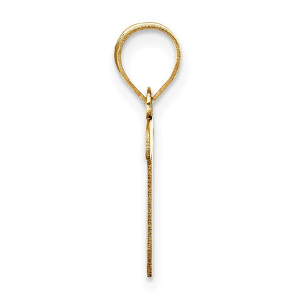 14k Yellow Gold Polished Script Letter T Initial Pendant for Women