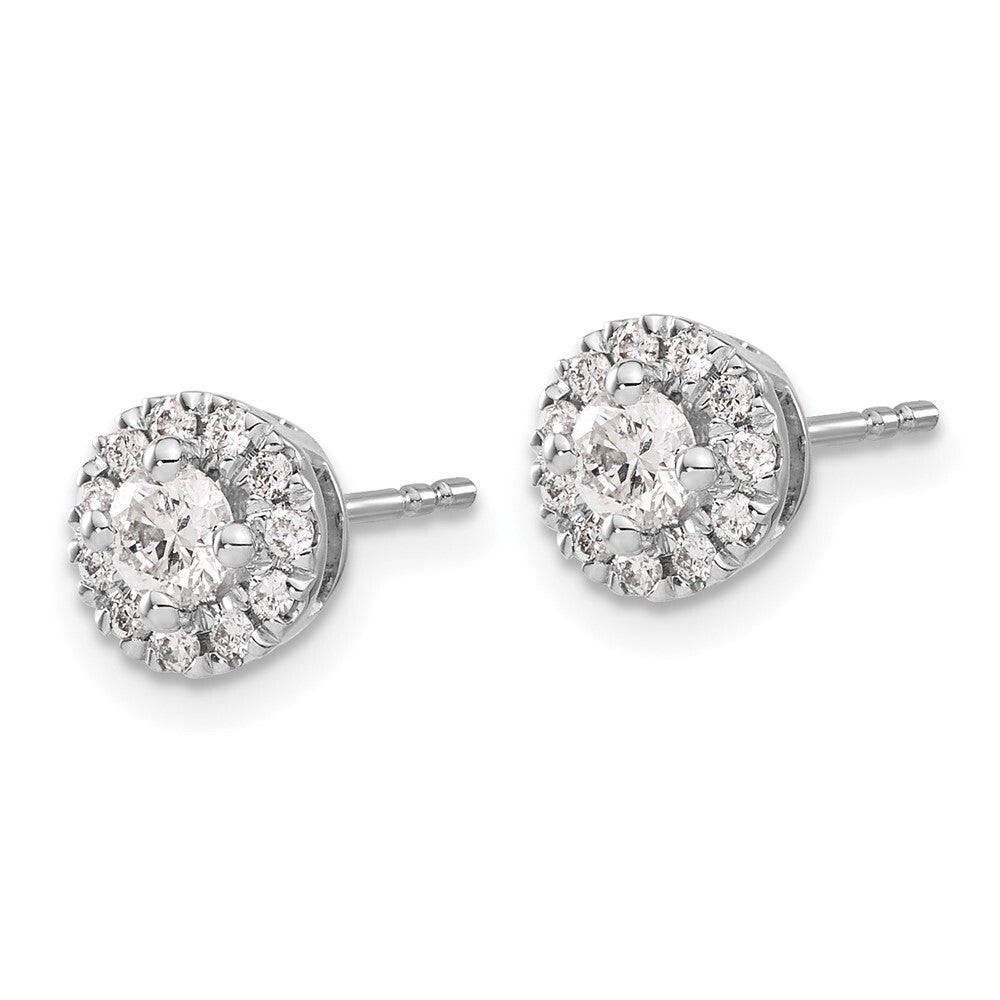 14k White Gold Diamond Cluster Stud Earrings