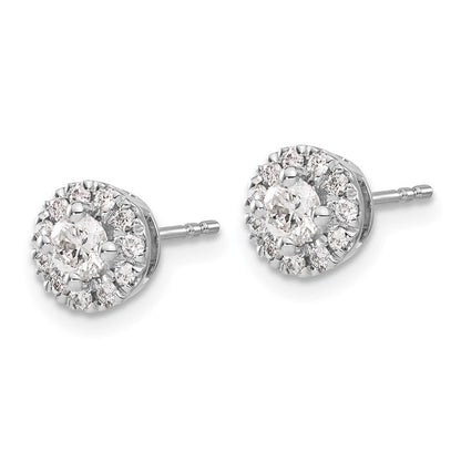 14k White Gold Diamond Cluster Stud Earrings