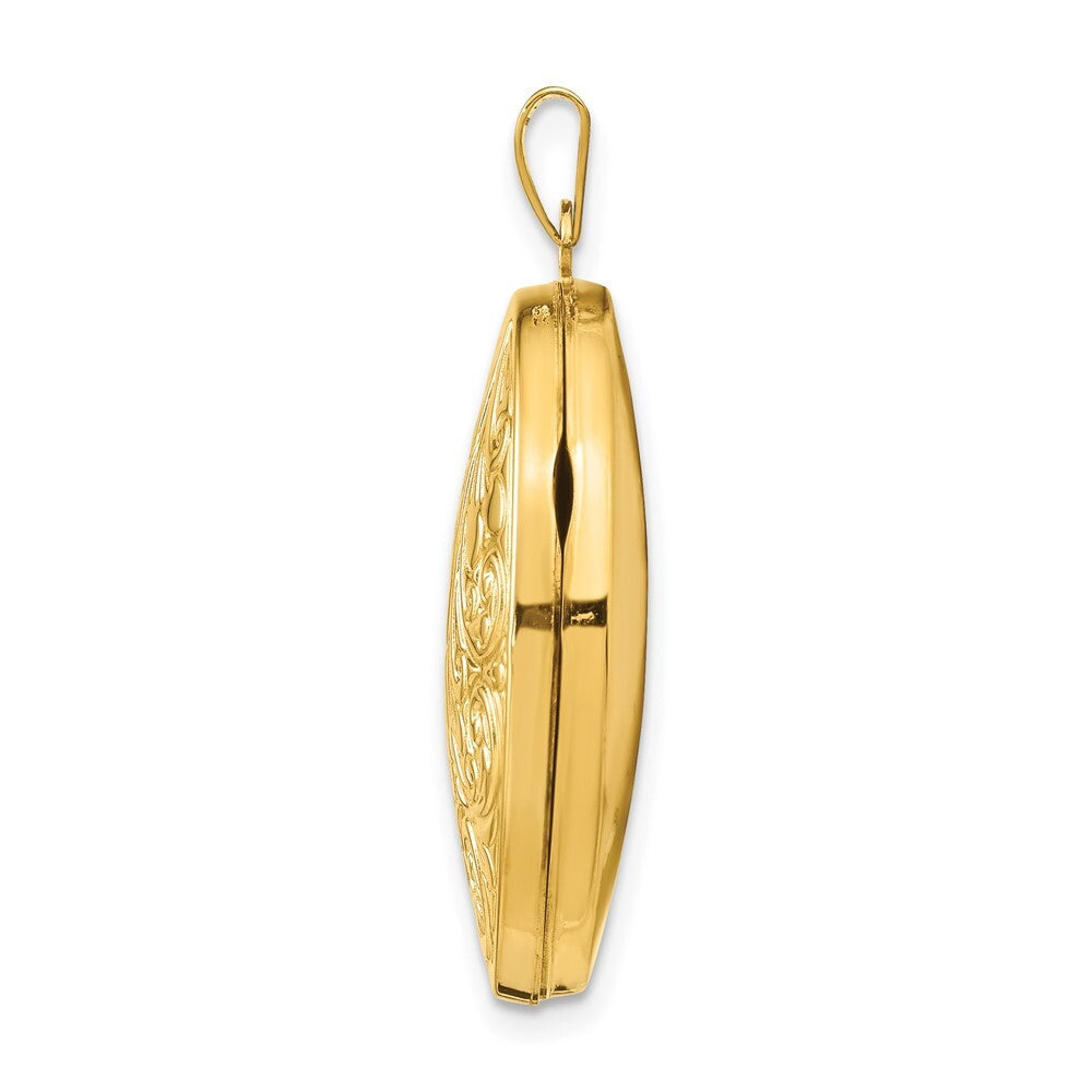 14k Yellow Gold Scroll Oval Locket Pendant for Women