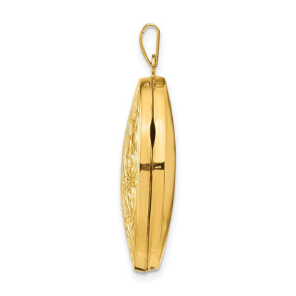 14k Yellow Gold Scroll Oval Locket Pendant for Women