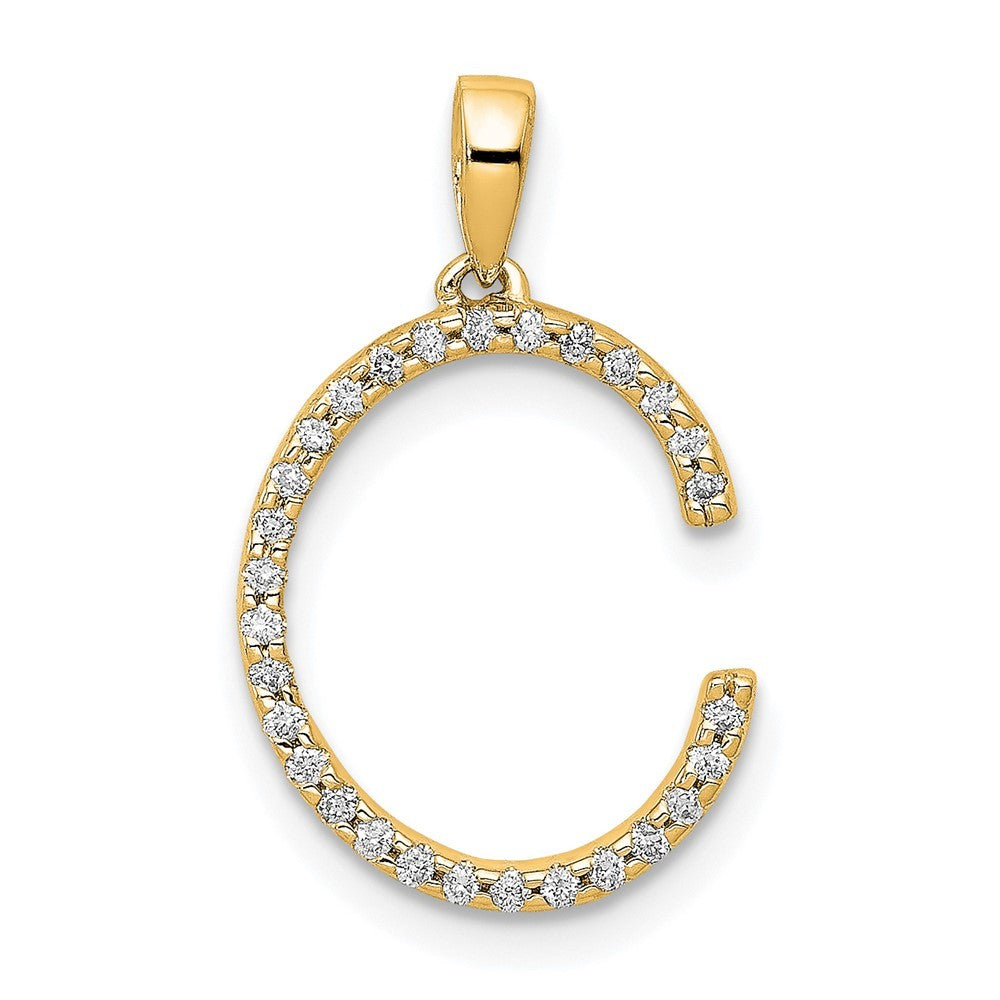 14k Yellow Gold Diamond Letter C Initial Pendant