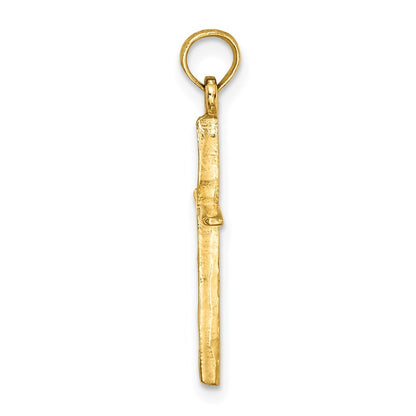 14k Yellow Gold Diamond-Cut with Tapered Ends Cross Charm Pendant