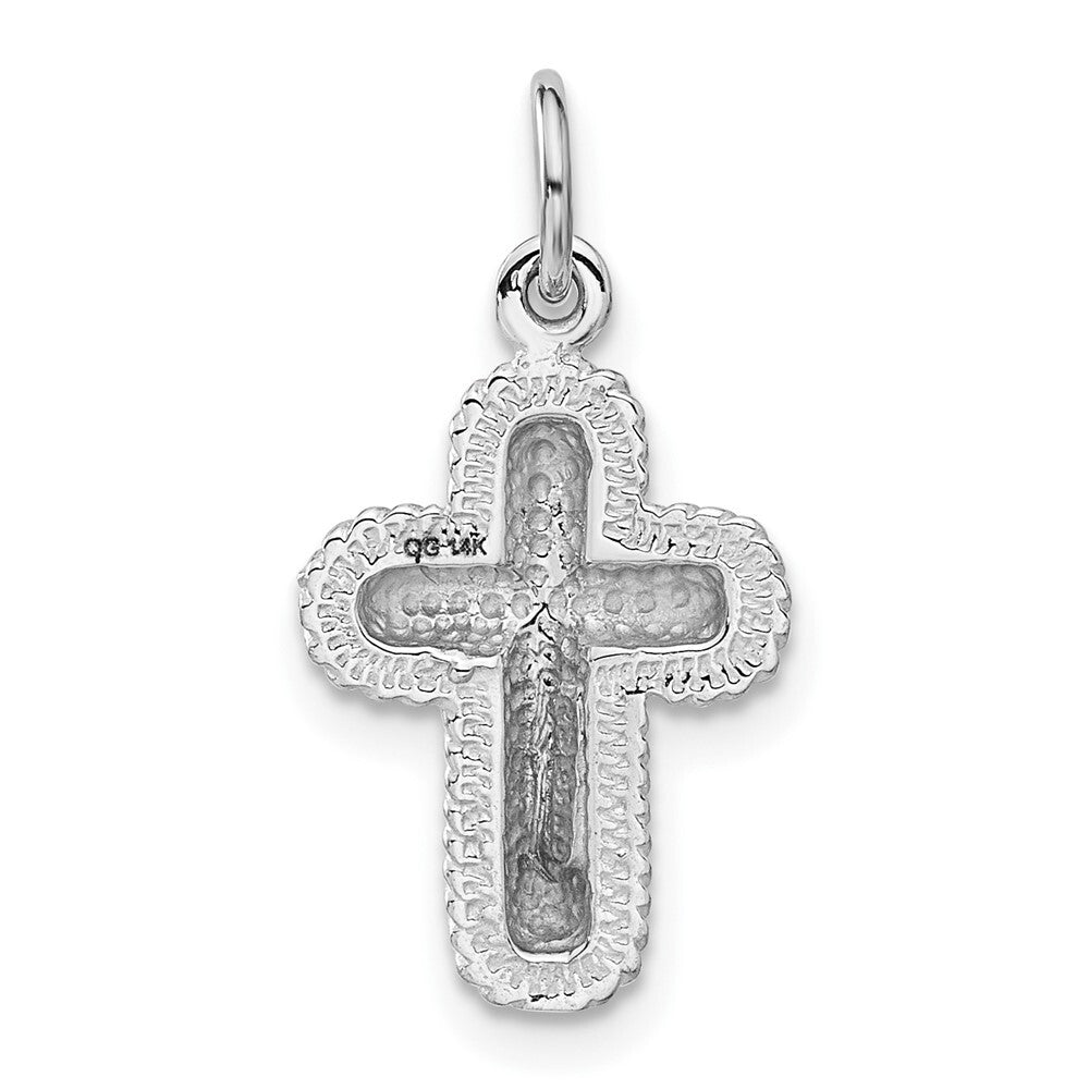 14k White Gold Polished Cross Charm Pendant for Women