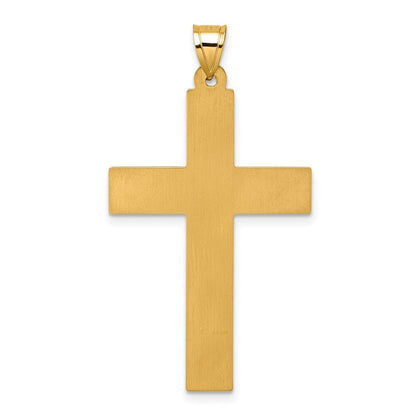 14k Yellow Gold with White Rhodium Polished Religious Cross Pendant